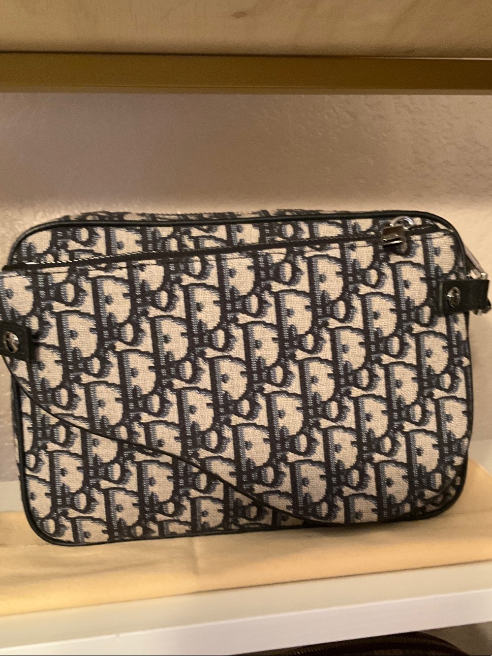 Designer-Style Navy and Cream Crossbody Bag